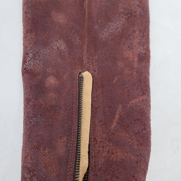 Veracruz Tala Crackle Boots Sz 37 Tall Distressed Leather Oxblood Wine Riding - Picture 5 of 15